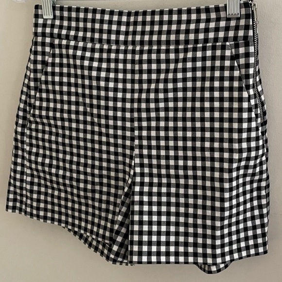 Zara Gingham Black & White Plaid Check High-Waisted Shorts NWOT - Picture 6 of 6